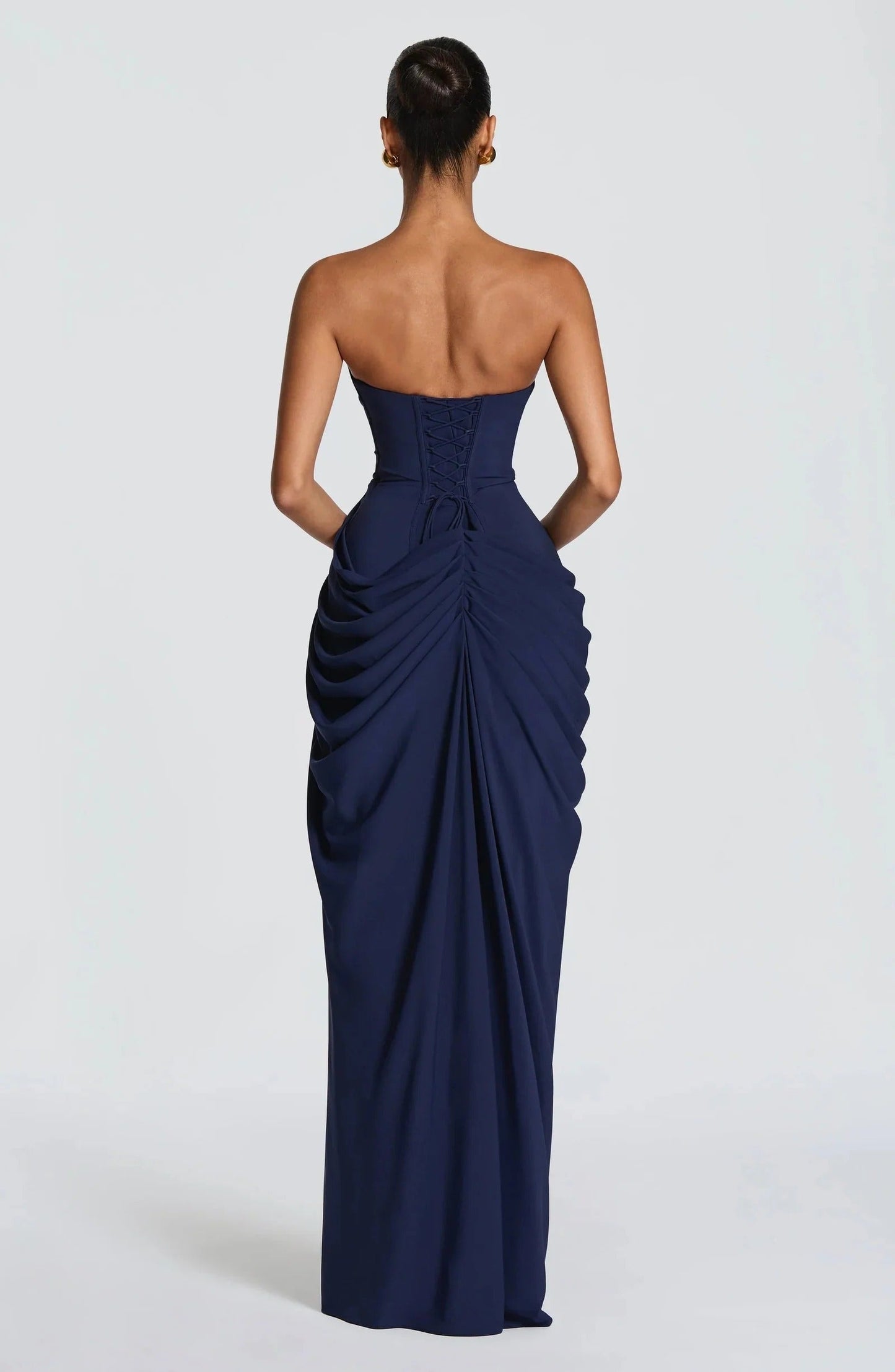 Women strapless maxi dress, detail close-up