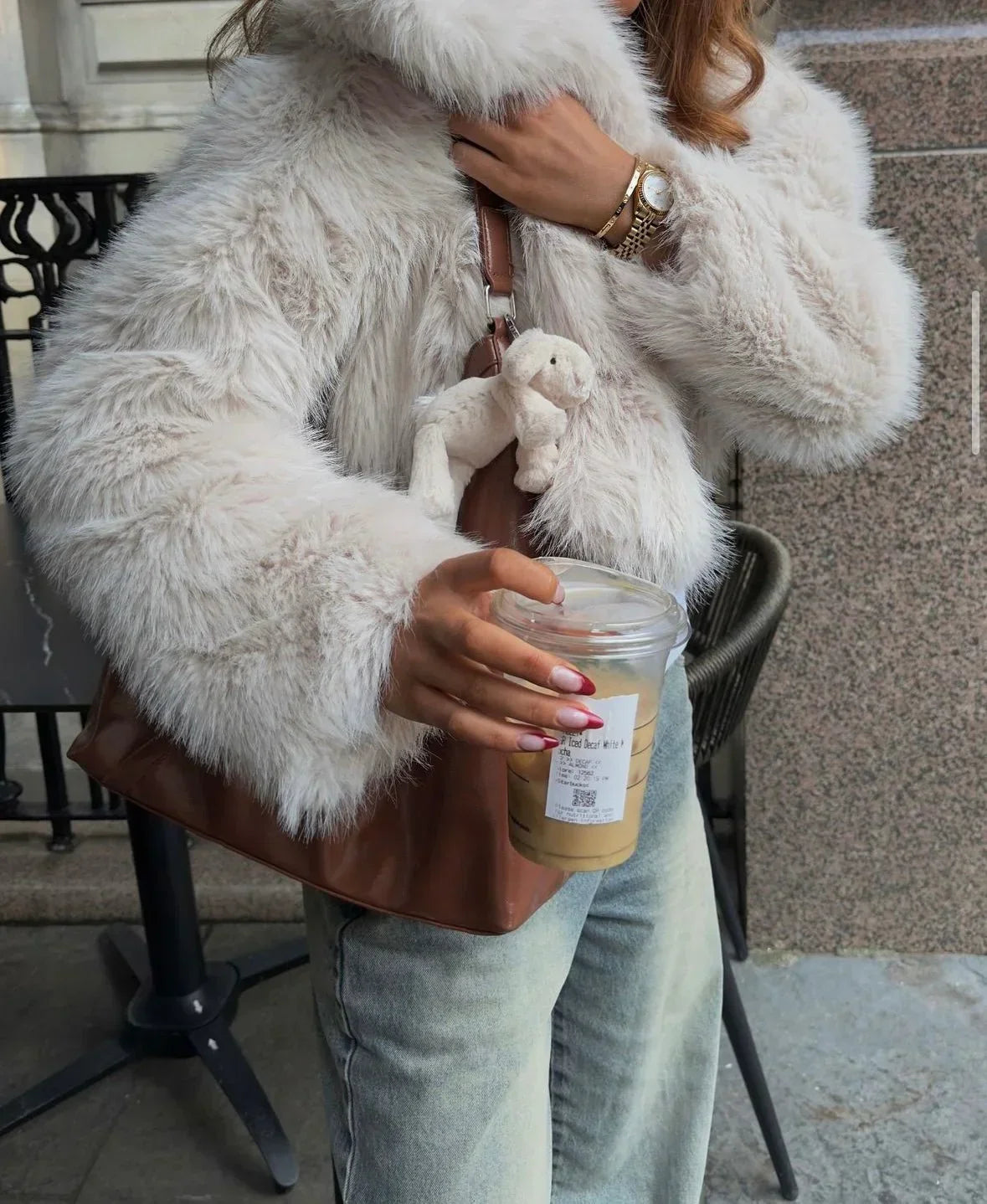Abigail Oversized Faux Coat in Gray