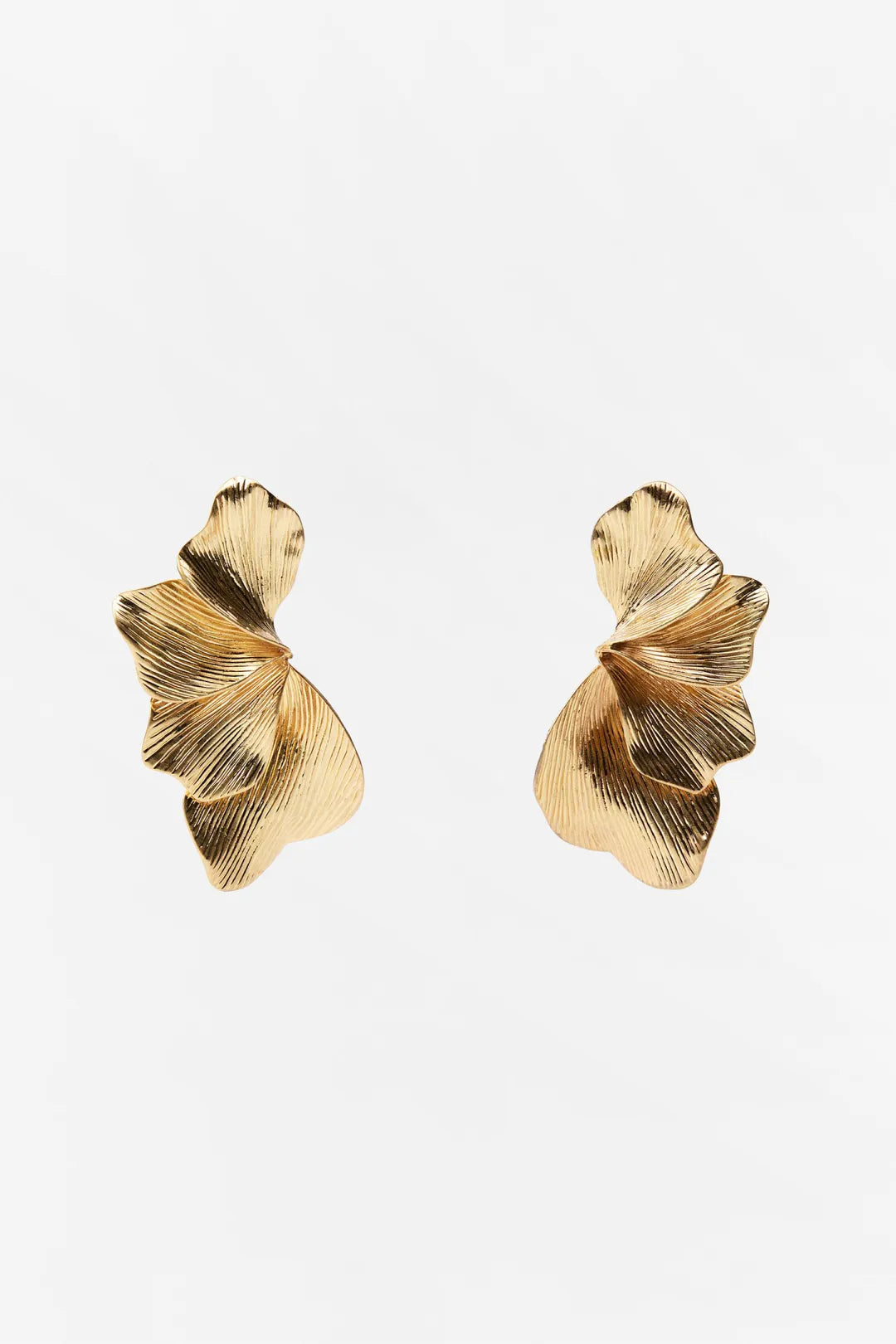 Autumn Textured Metal Earrings in Gold