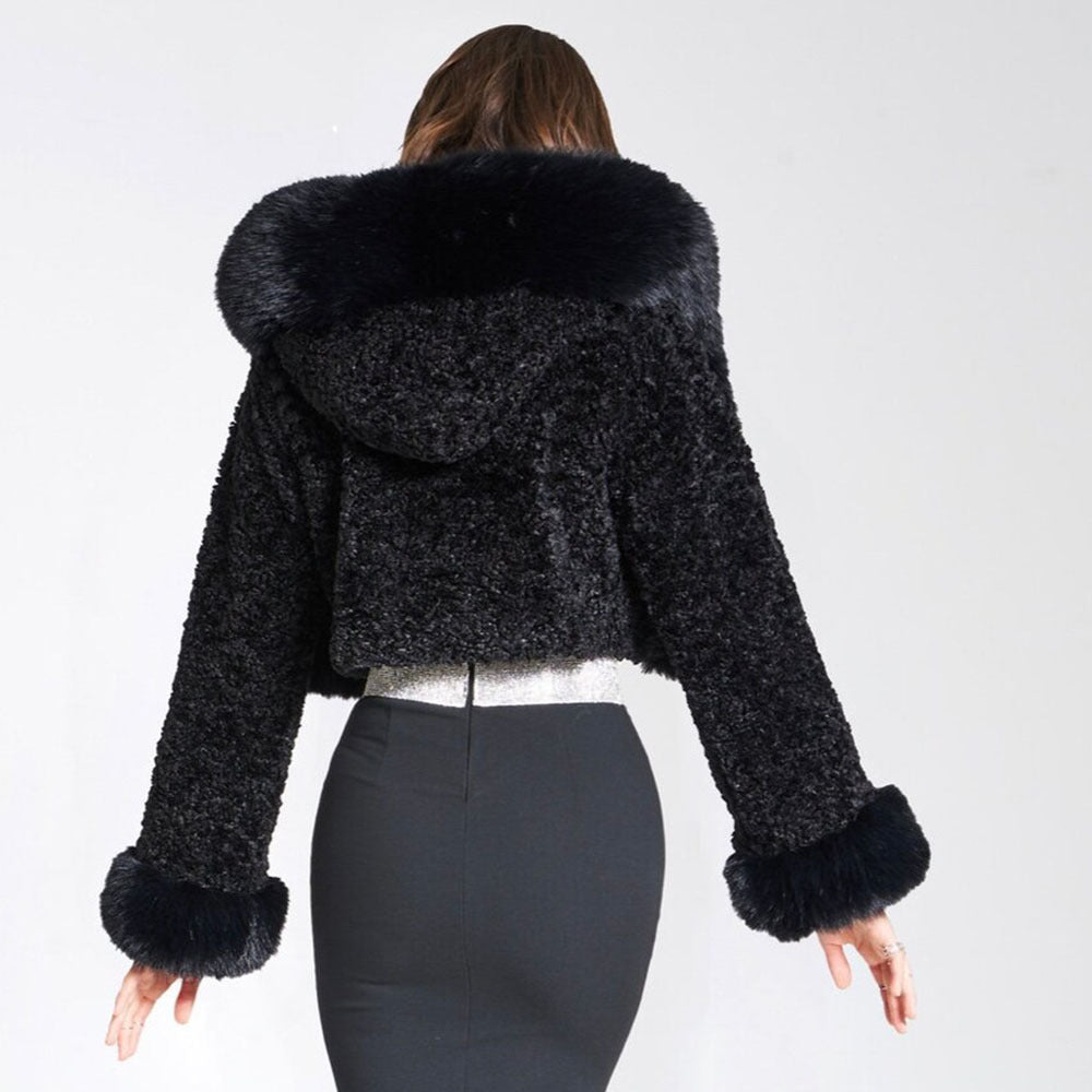 Cynthia Faux Fur Coat in Ivory