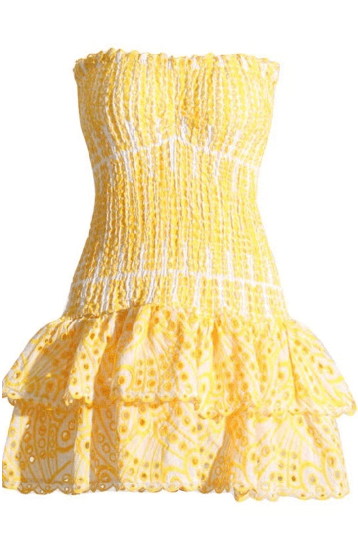 Danica Ruffle Mini Dress in Yellow