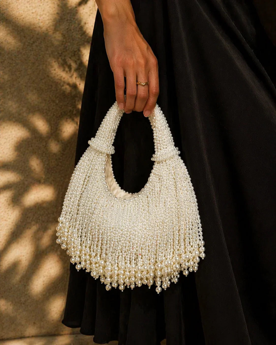 Ellie Pearl Beaded Bag in White