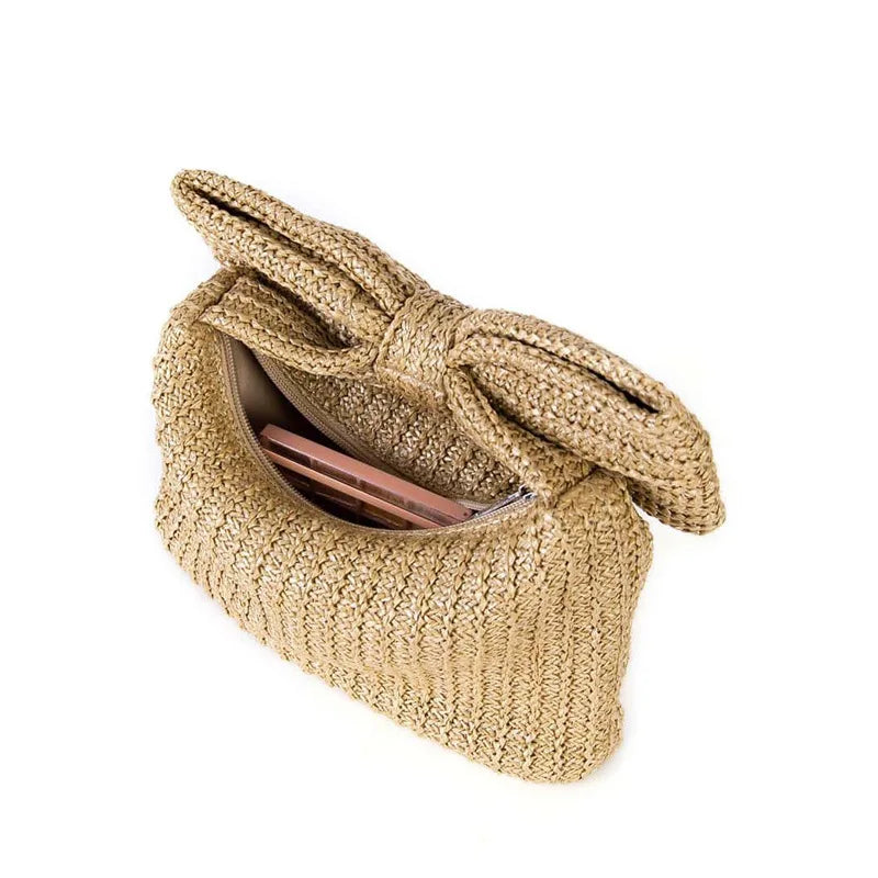 Gaby Boho Woven Clutch in Brown
