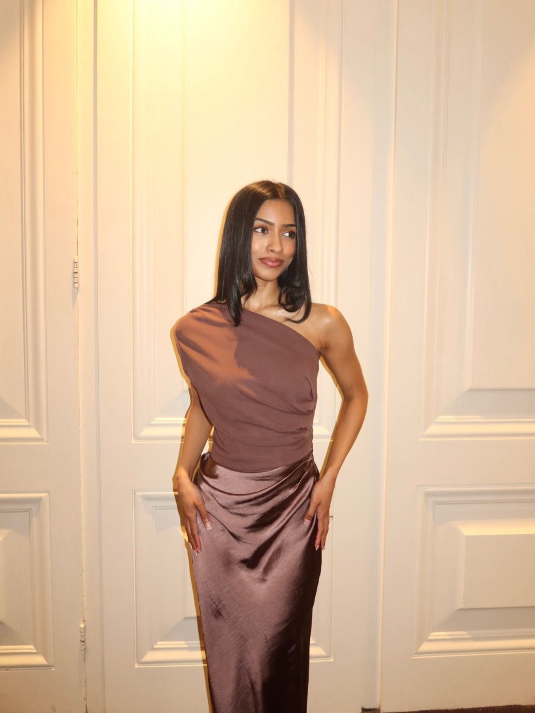 Kaelyn Shoulder Maxi Dress in Green