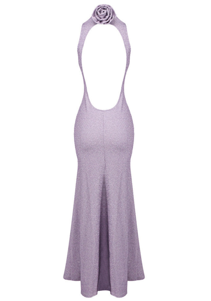Kayleigh Sparkly Maxi Dress in Purple