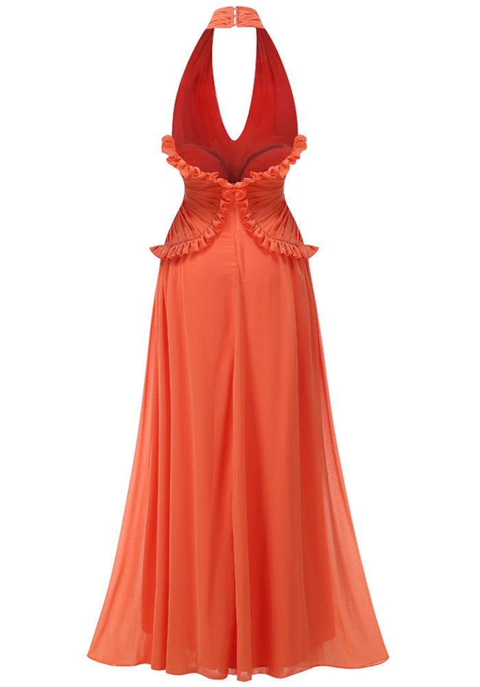 Marlowe Halter Maxi Dress in Orange