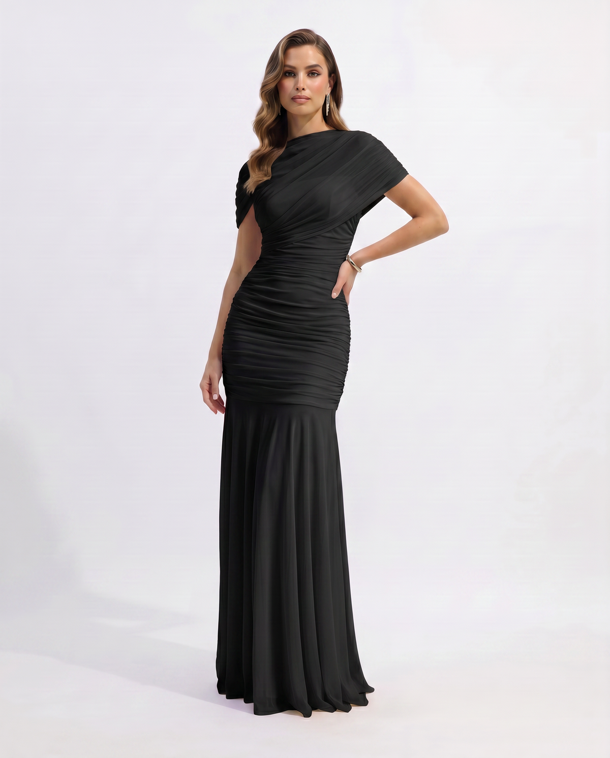 Shelby Ruched Maxi Dress in Yellow