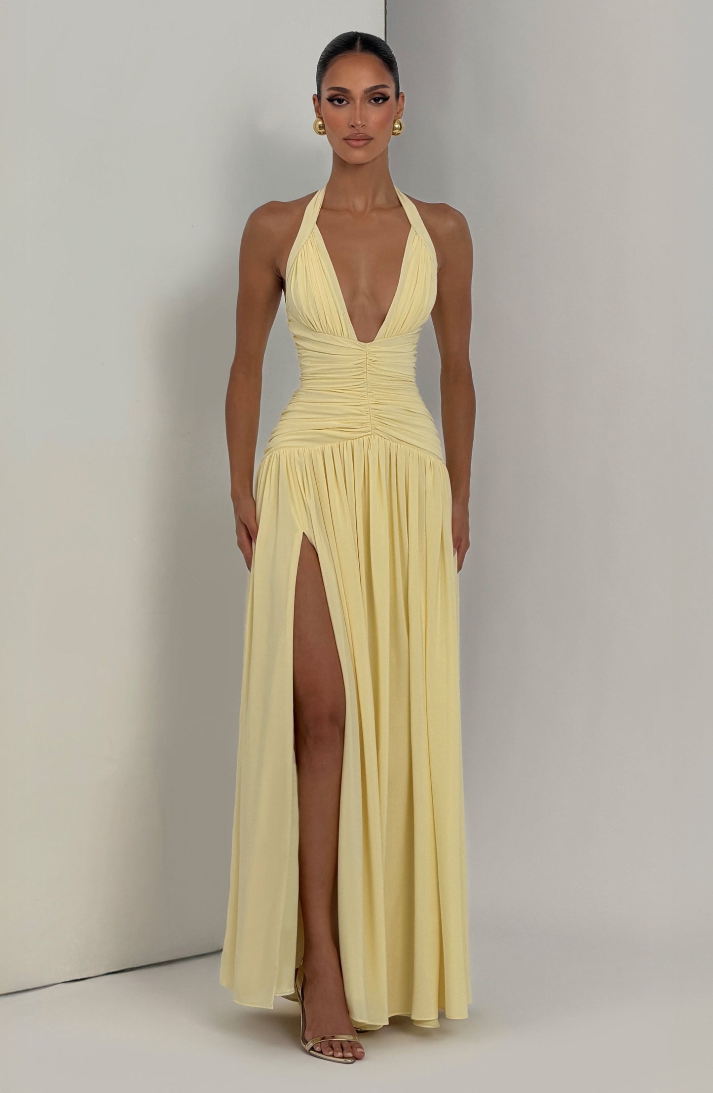 Women halter maxi dress, front view