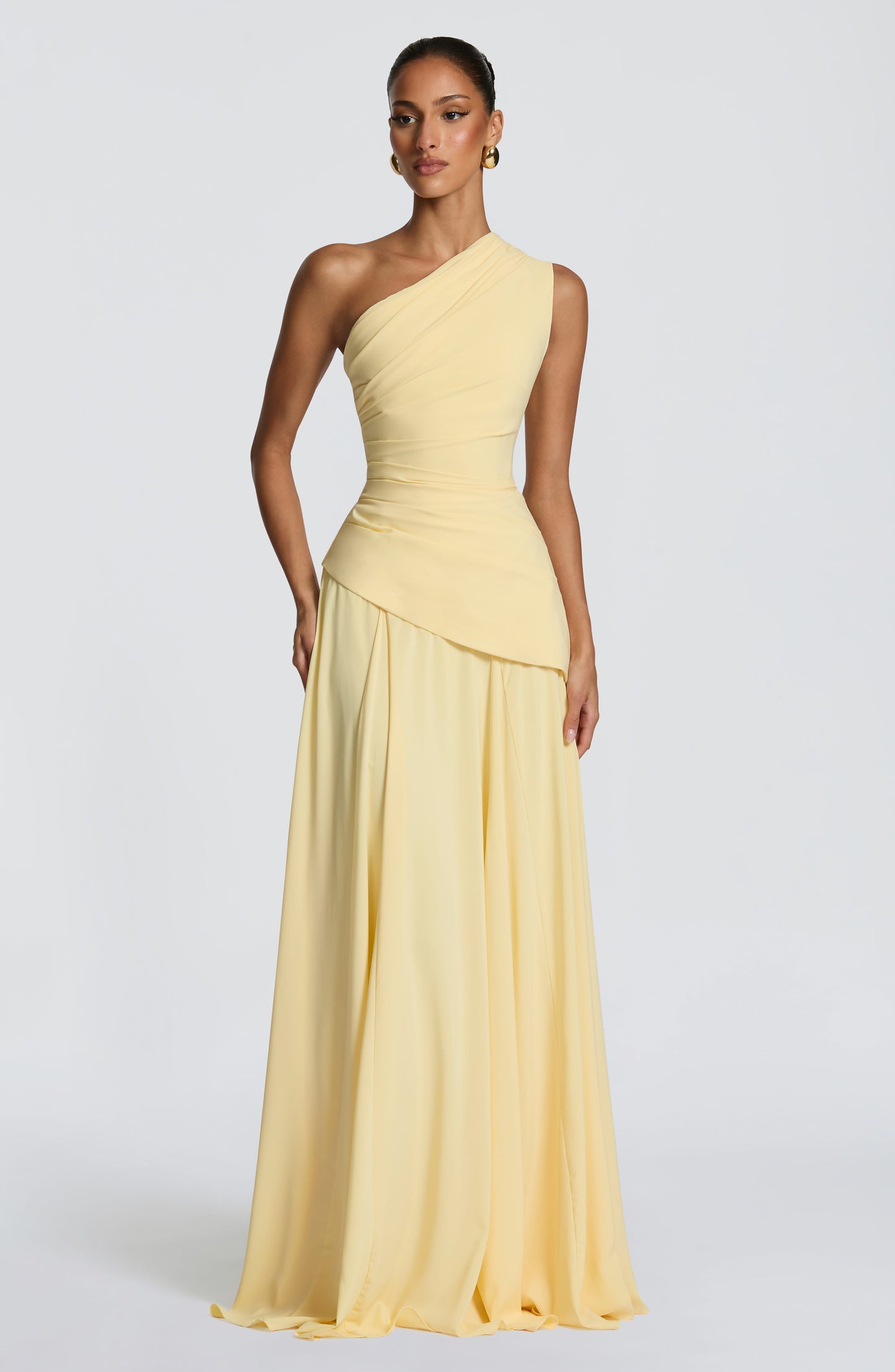 Women one shoulder maxi dress, detail close-up