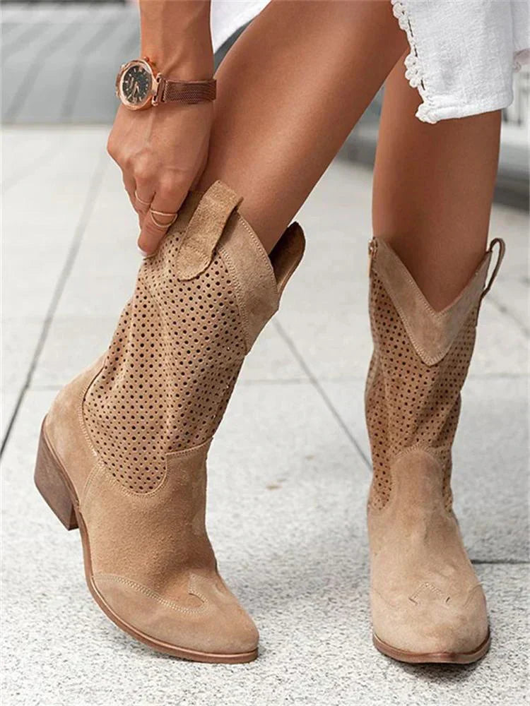 Zephyrine Western Cowboy Boots in White