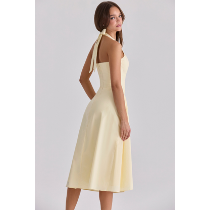Women halter maxi dress, side view