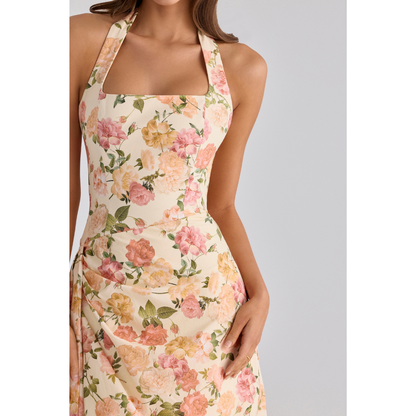 Women halter maxi dress, side view