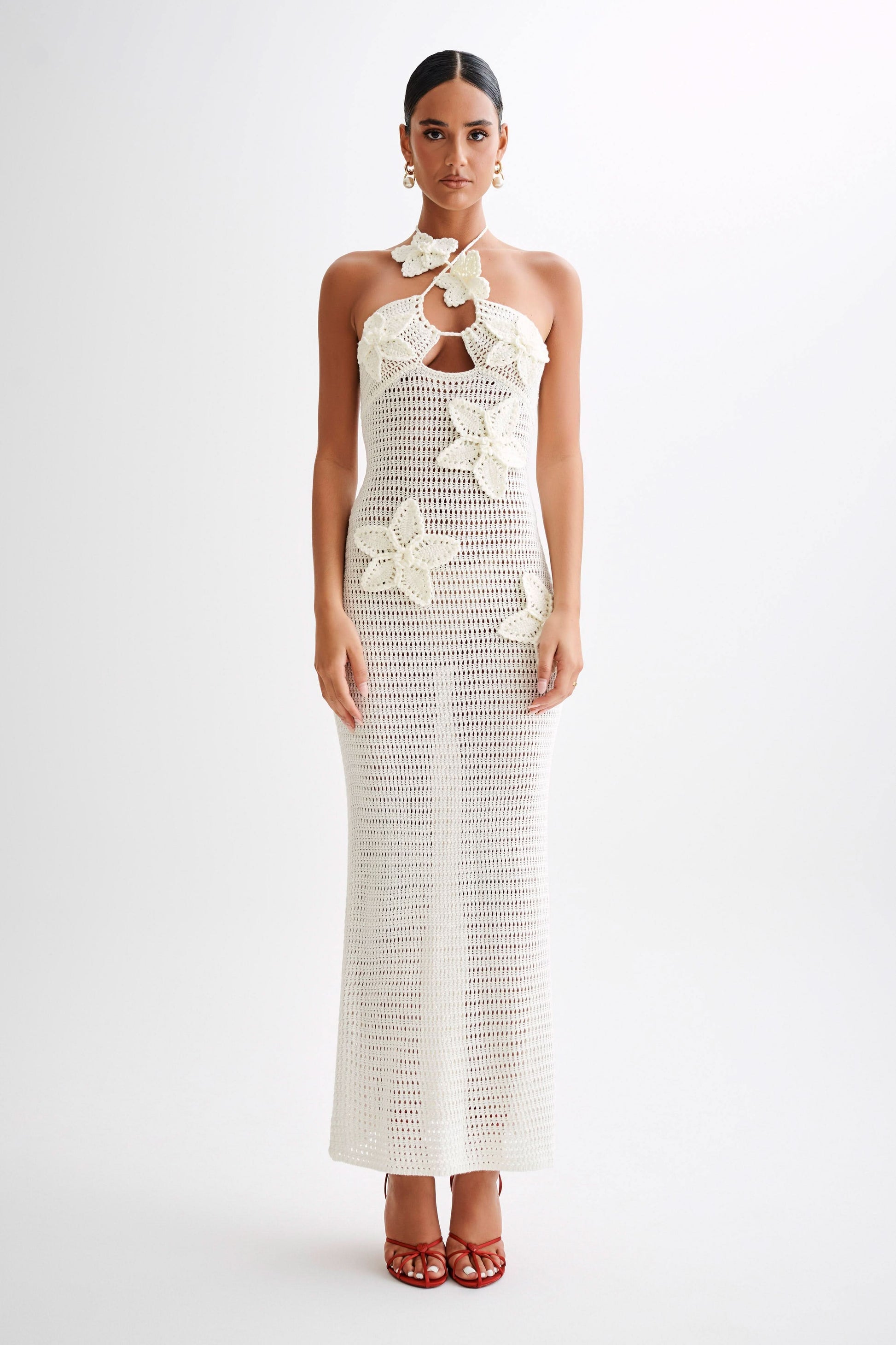 Women halter maxi dress, front view