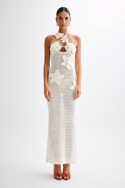 Women halter maxi dress, front view