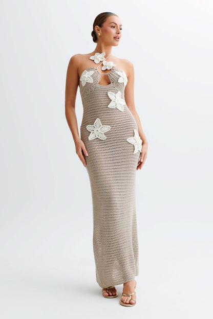 Women halter maxi dress, front view