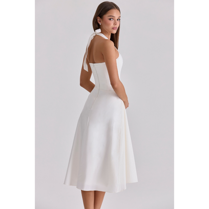Women halter maxi dress, detail close-up