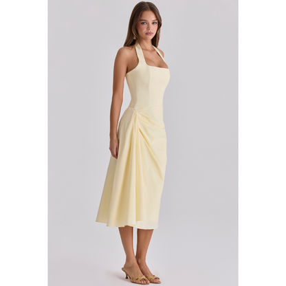 Women halter maxi dress, side view