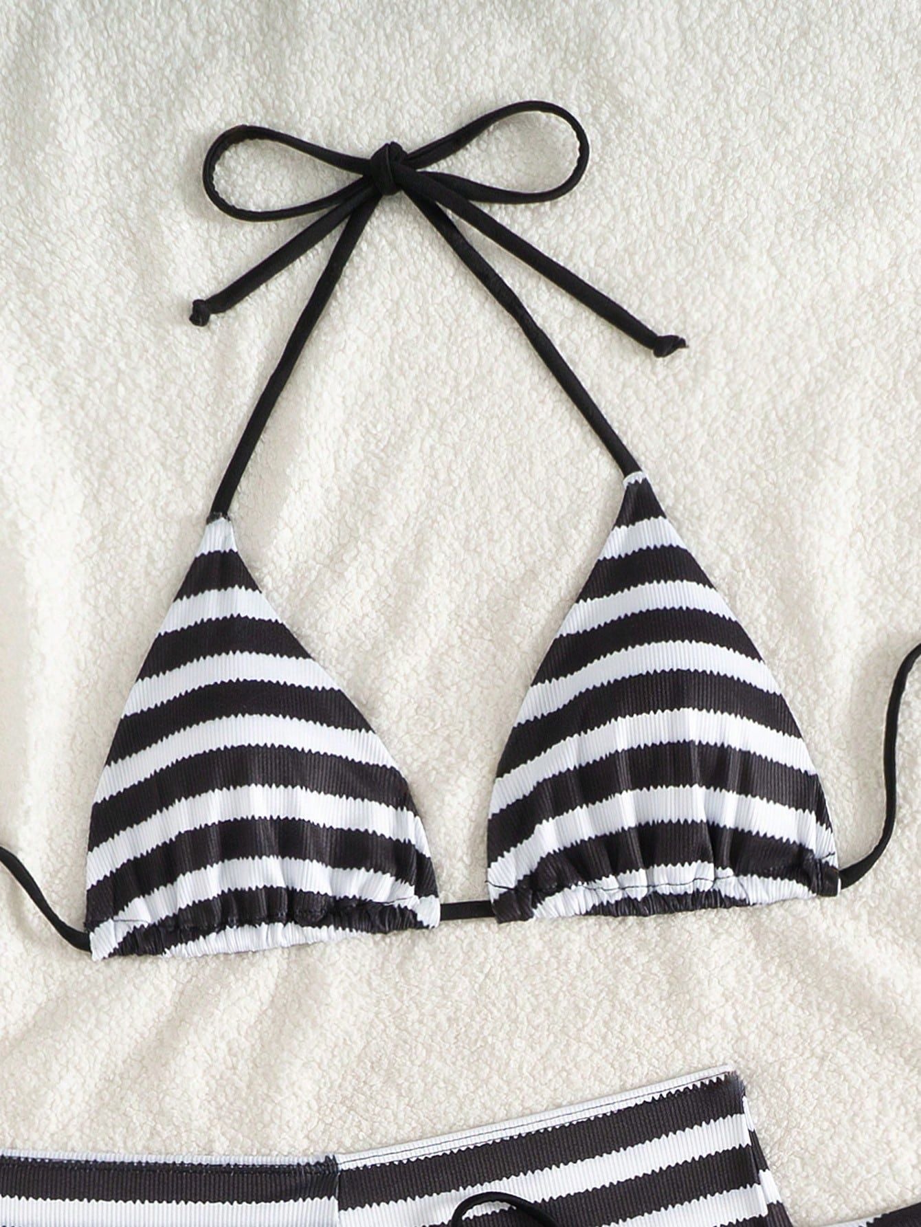 Patty Crochet Triangle Bikini Set in Black