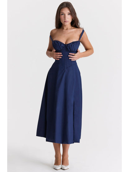 Women corset maxi dress, detail close-up