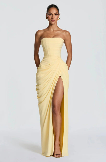 Women strapless maxi dress, front view