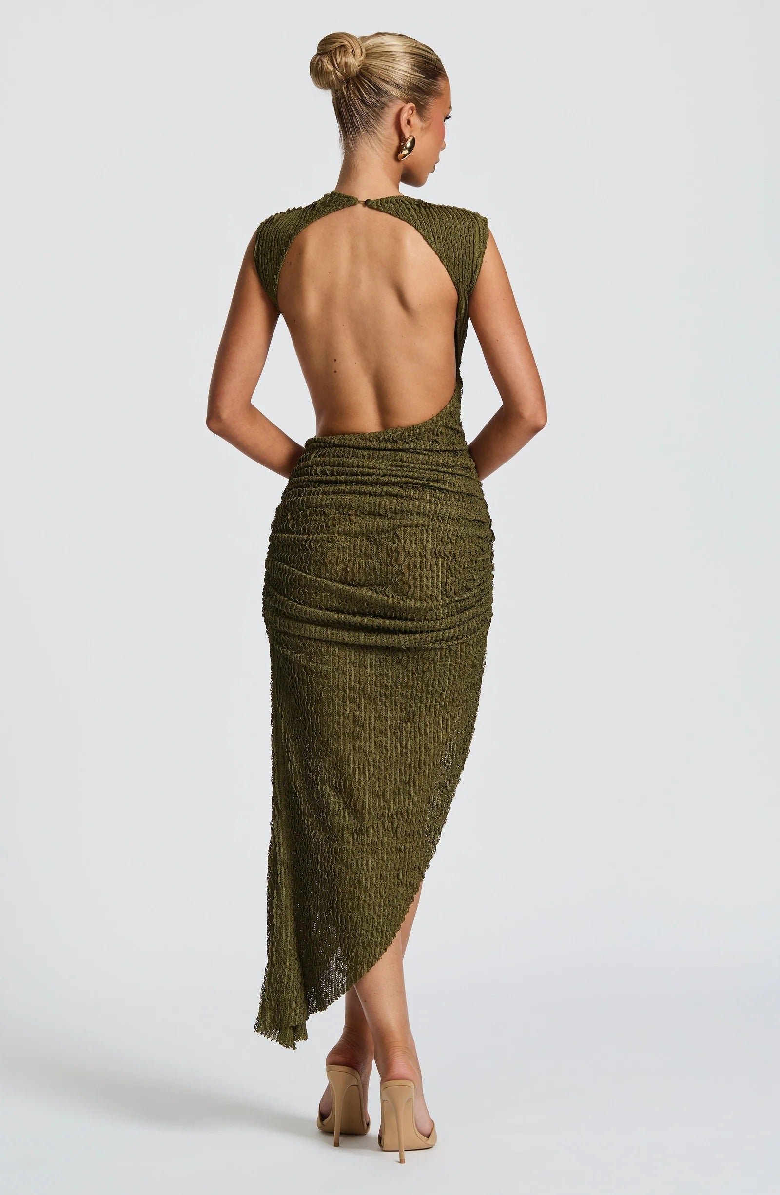 Women high neck maxi dress, back view