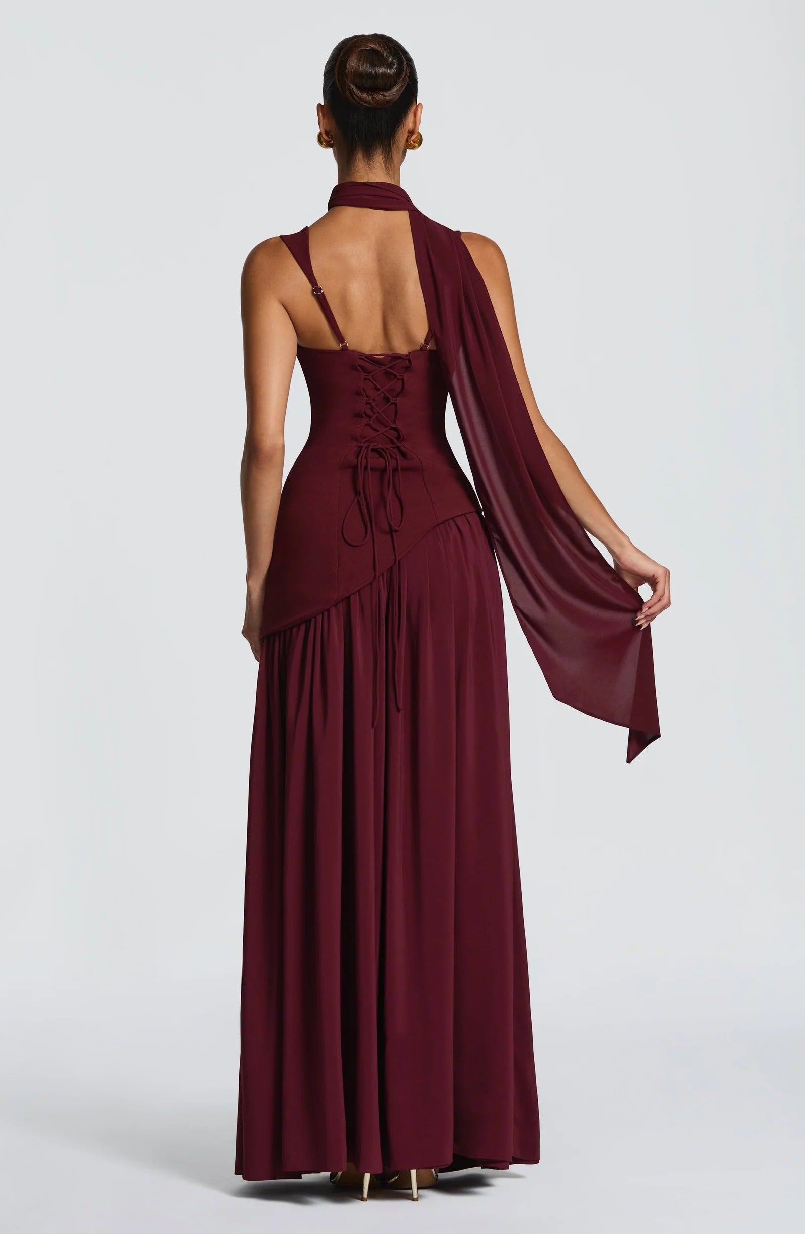Women square neck maxi dress, front view