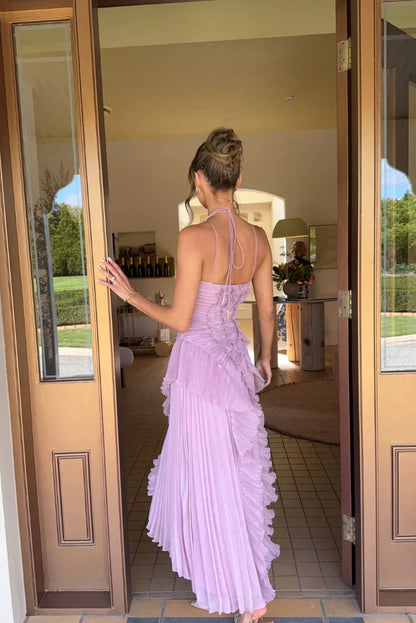 Women one shoulder midi dress, back view
