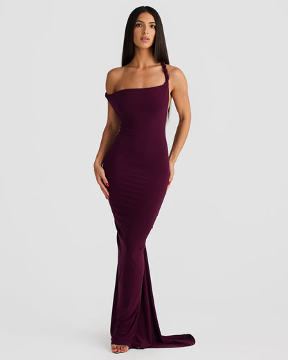 Women off shoulder maxi dress, front view