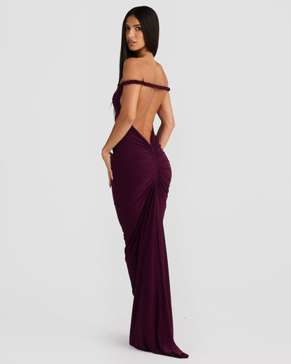 Women off shoulder maxi dress, back