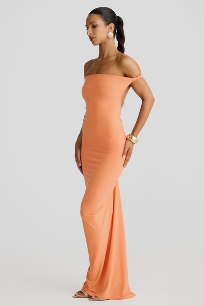 Women off shoulder maxi dress, back
