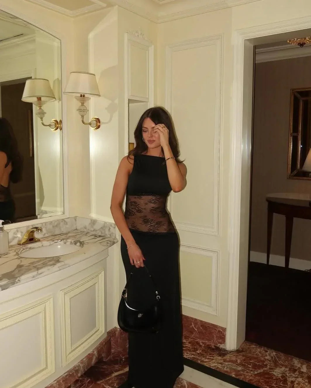 Aaliyah Backless Maxi Dress in Black