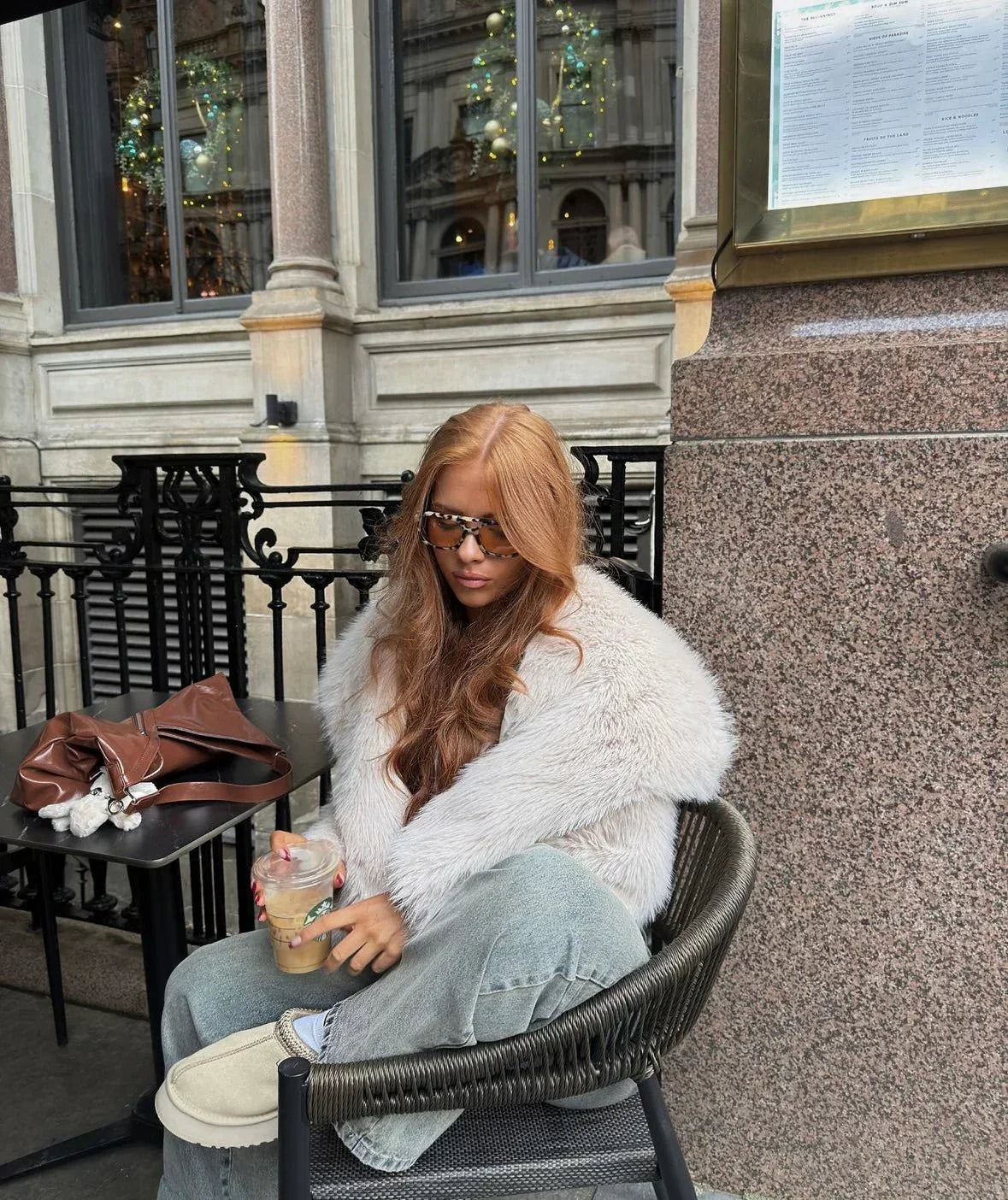 Abigail Oversized Faux Coat in Gray