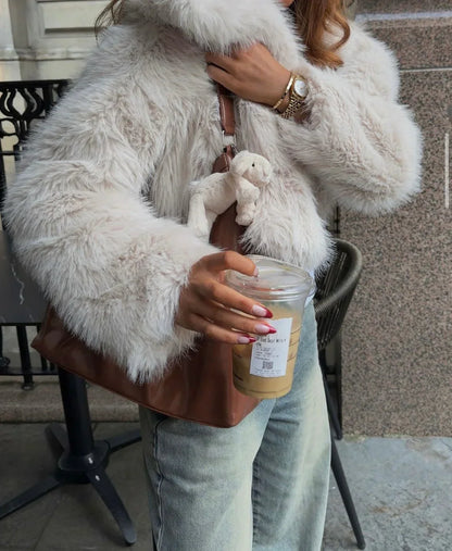 Abigail Oversized Faux Coat in Gray