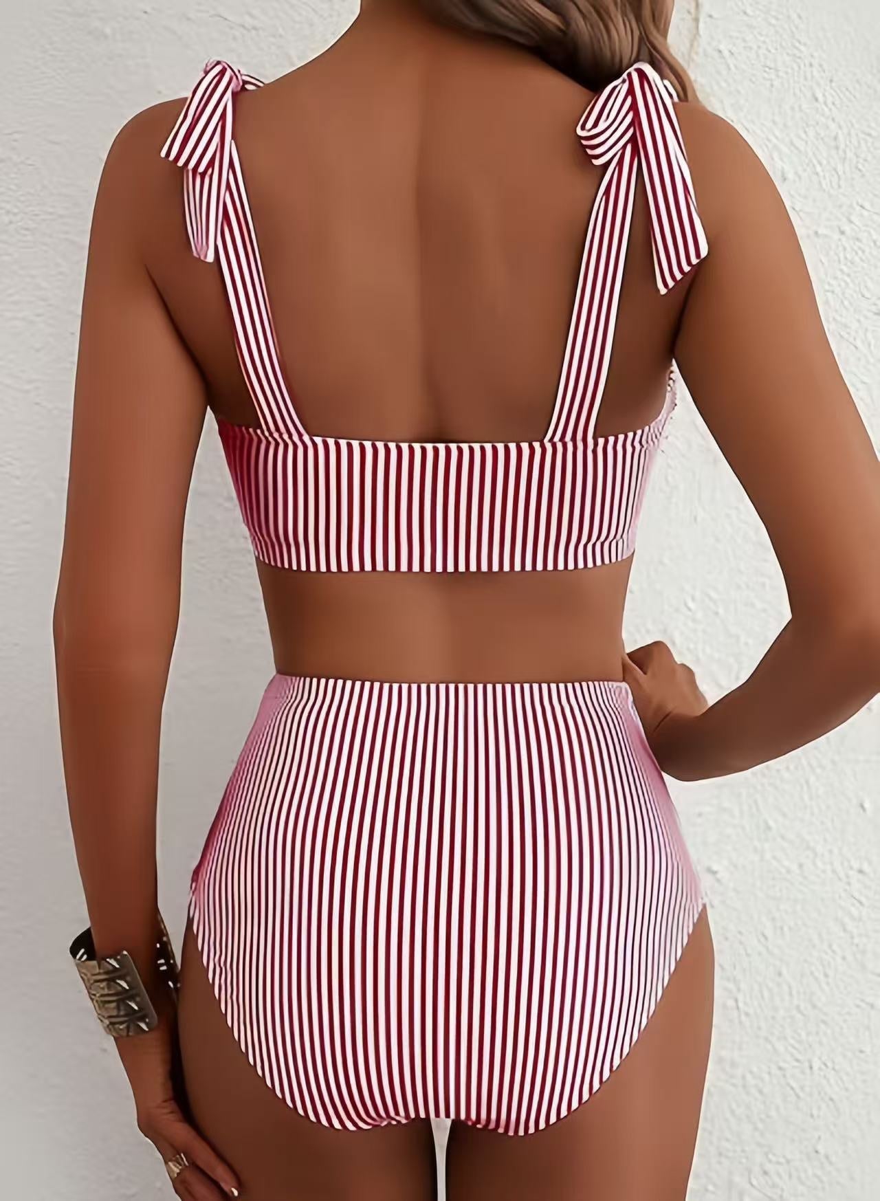 Adele Bow Strap Bikini Set in Black