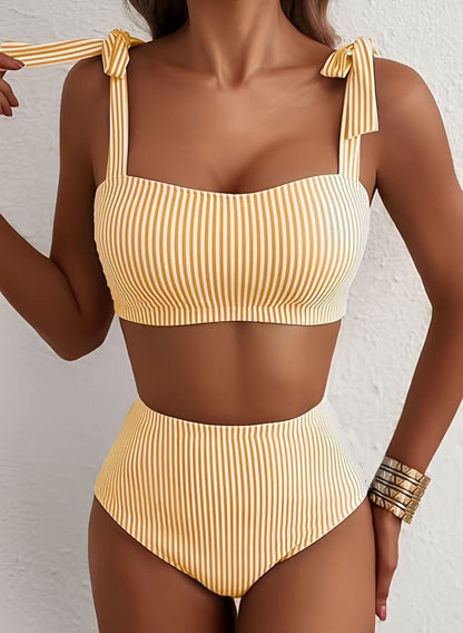 Adele Bow Strap Bikini Set in Black