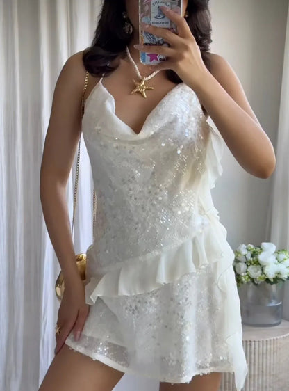 Adeline Sleeveless Mini Dress in White