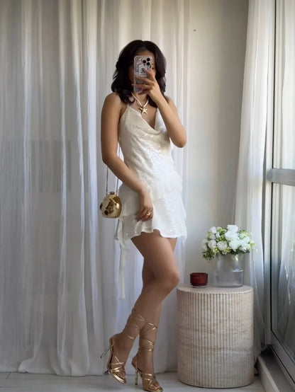 Adeline Sleeveless Mini Dress in White