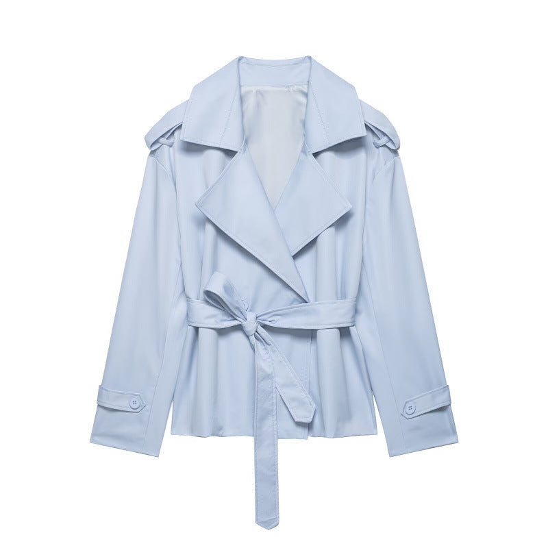 Ainsley Belted Double Coat in Beige