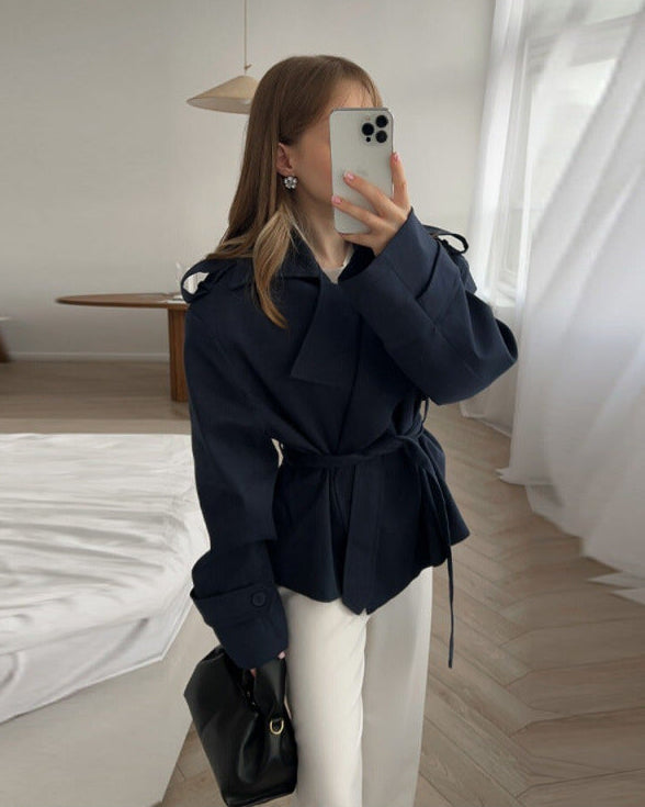 Ainsley Belted Double Coat in Beige