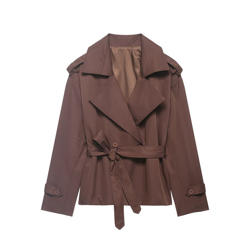 Ainsley Belted Double Coat in Beige