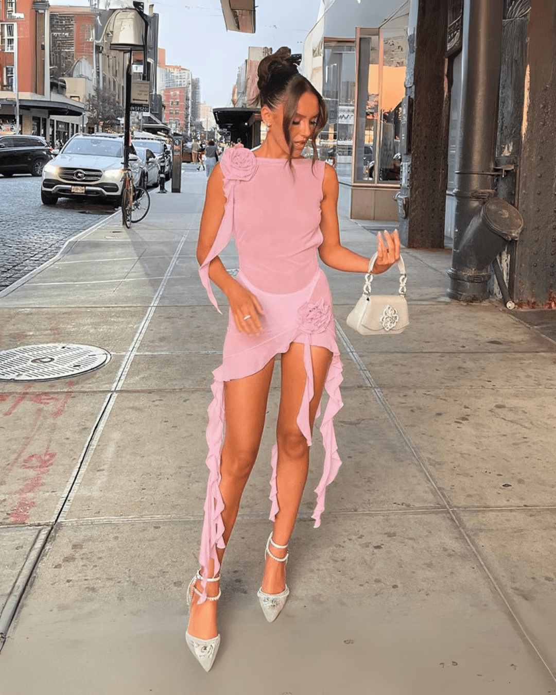 Alanna Backless Mini Dress in Pink