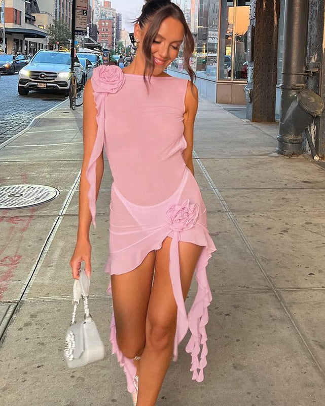 Alanna Backless Mini Dress in Pink