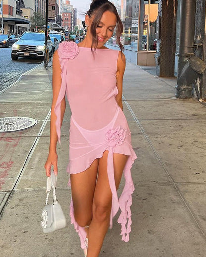 Alanna Backless Mini Dress in Pink