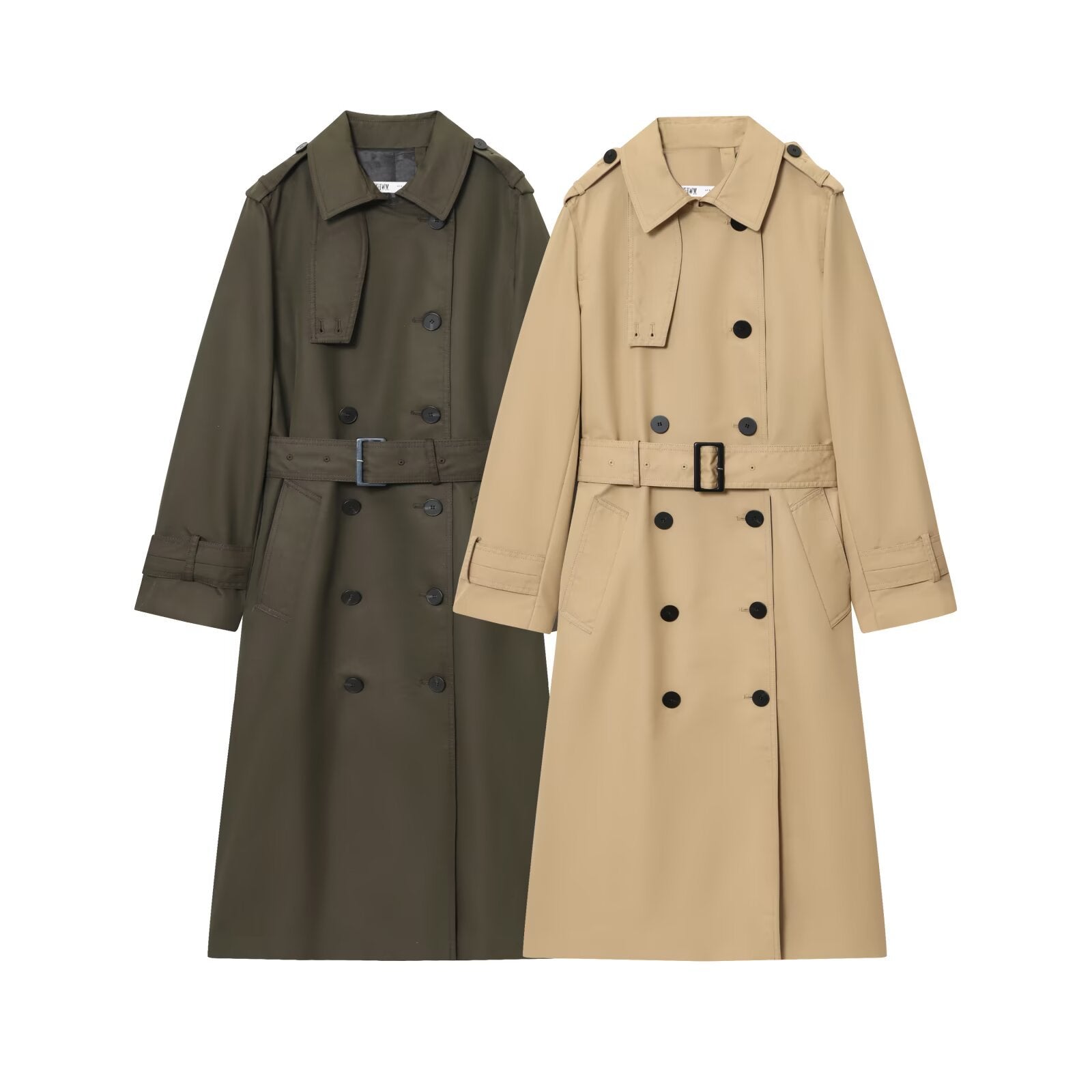 Alexandra Belted Double Coat in Beige