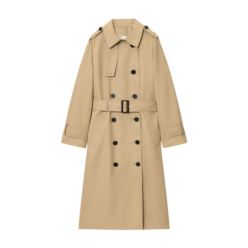 Alexandra Belted Double Coat in Beige