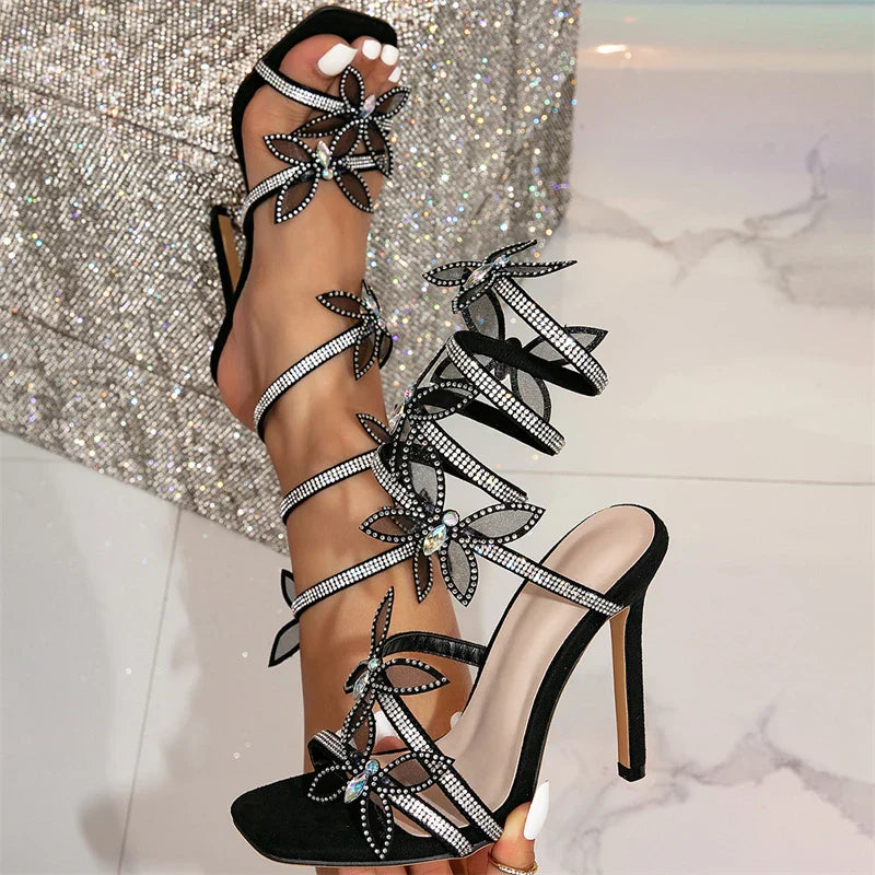 Alexis Wrap Strap Sandals in Gold