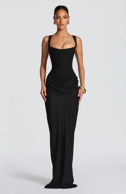 Alina Sleeveless Maxi Dress in Brown