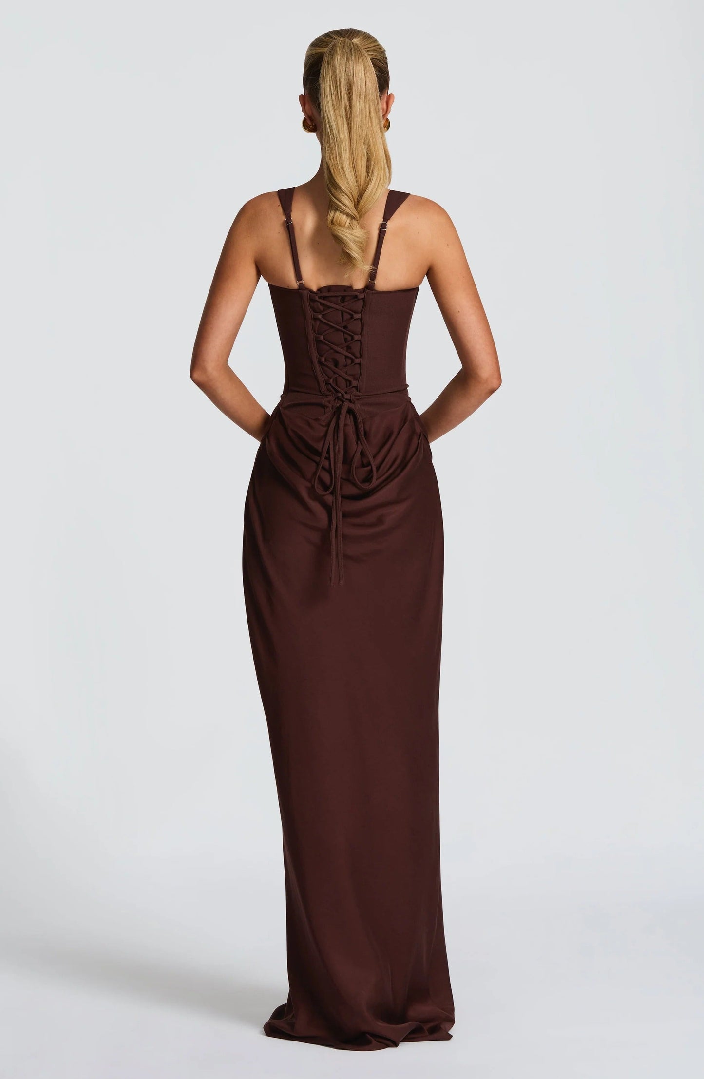 Alina Sleeveless Maxi Dress in Brown