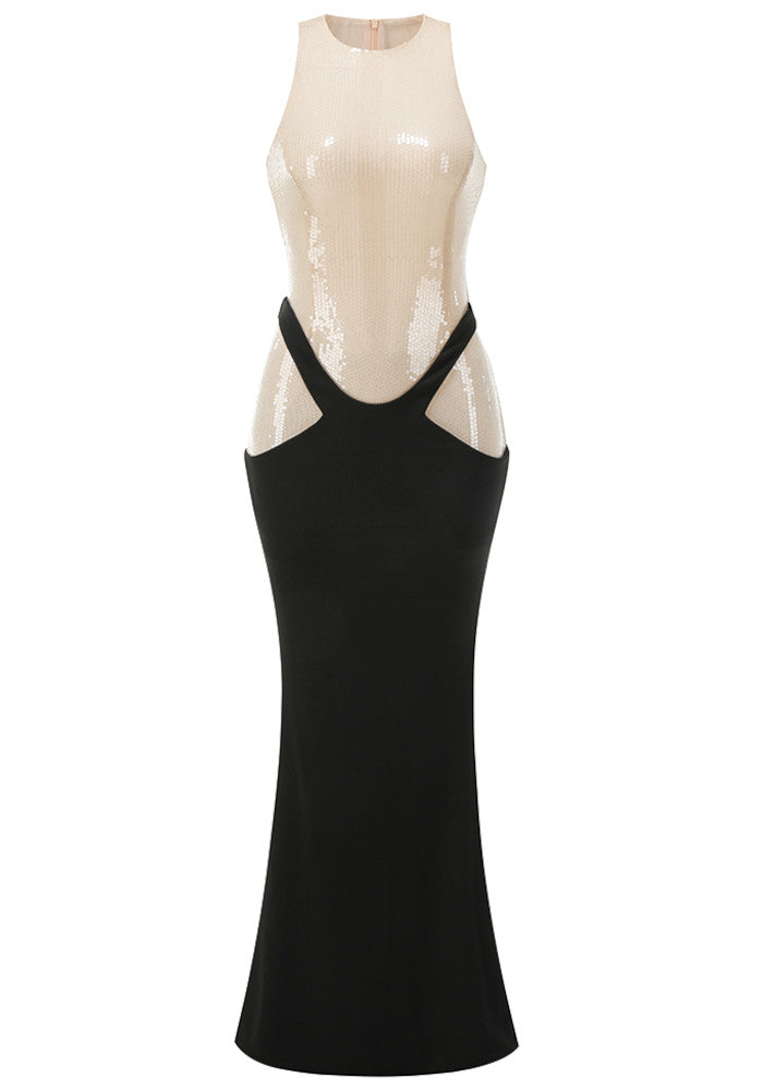 Alondra Sequin Maxi Dress in Black