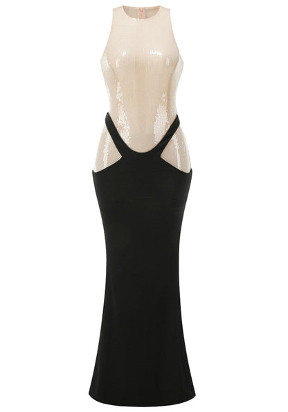 Alondra Sequin Maxi Dress in Black